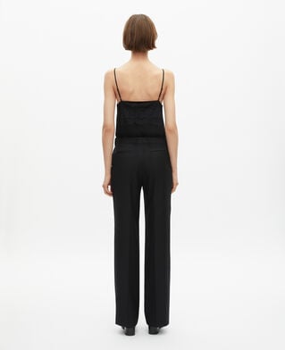 The Kooples FEMME BLACK pantalon tailleur en laine coupe droite noir 