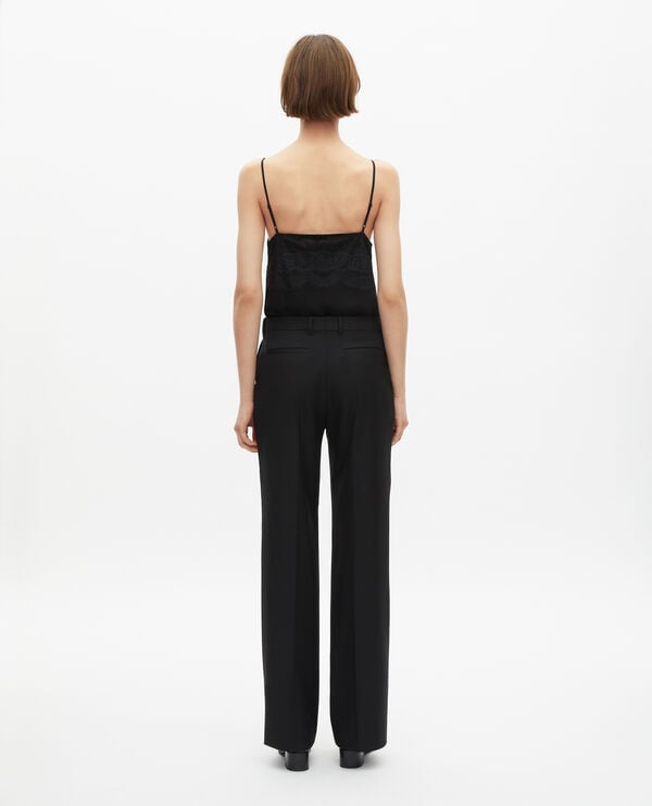 The Kooples F BLACK black straight-cut wool tailored trousers 