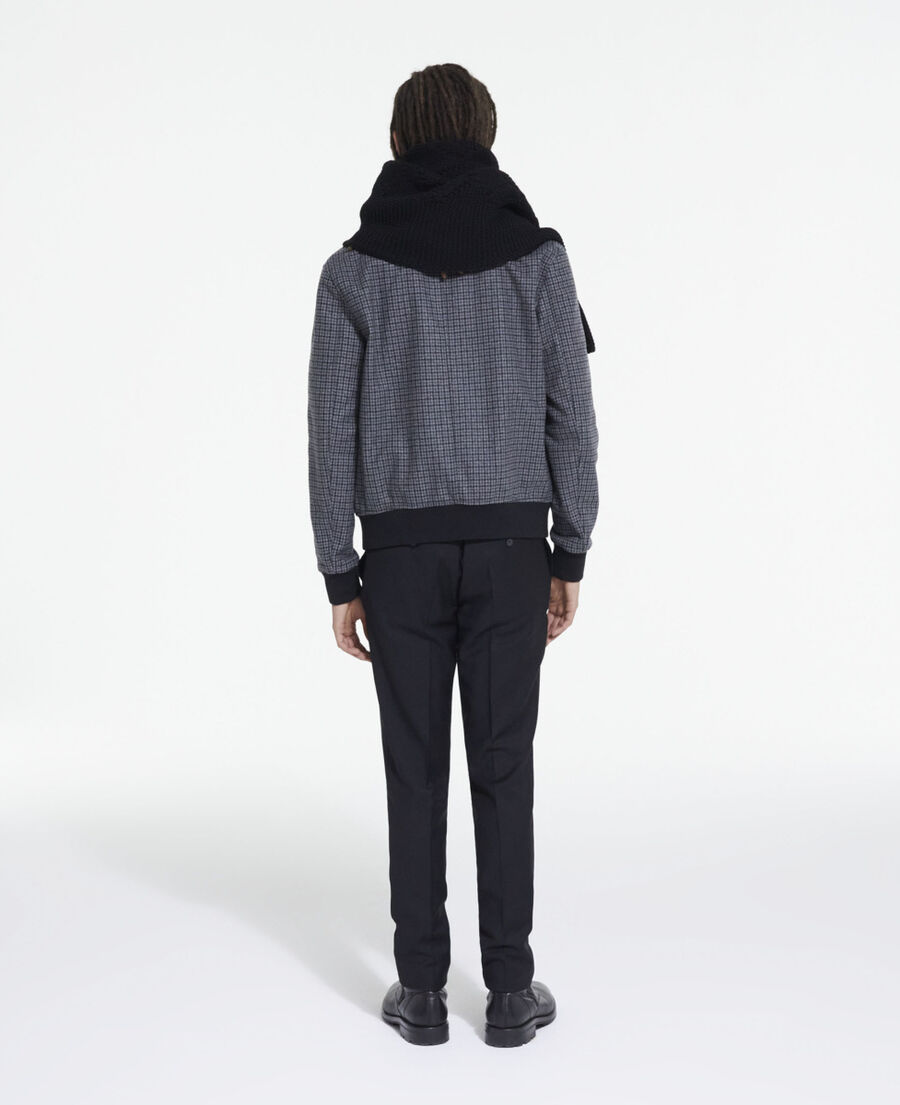 check wool jacket with pockets