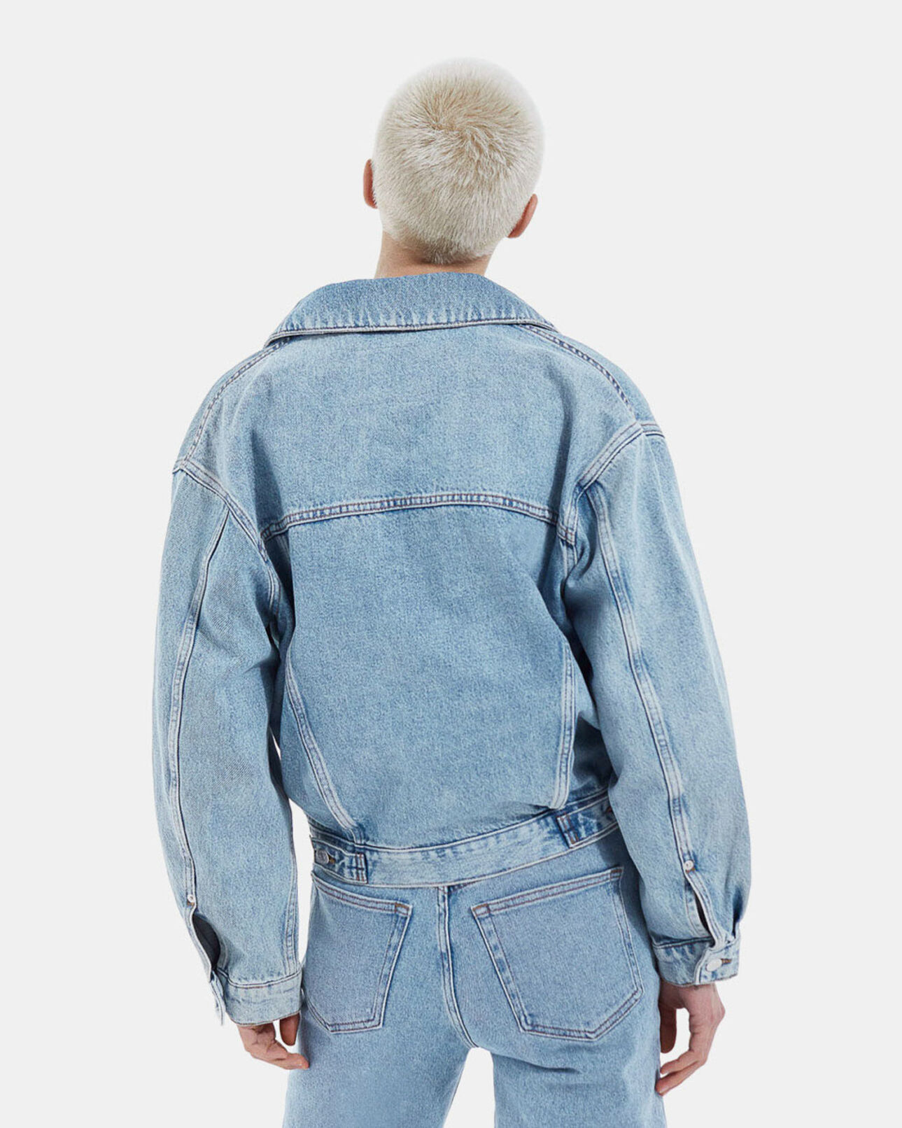 The Kooples WOMEN BLUE WASHED blue faded jean jacket with chest pockets
