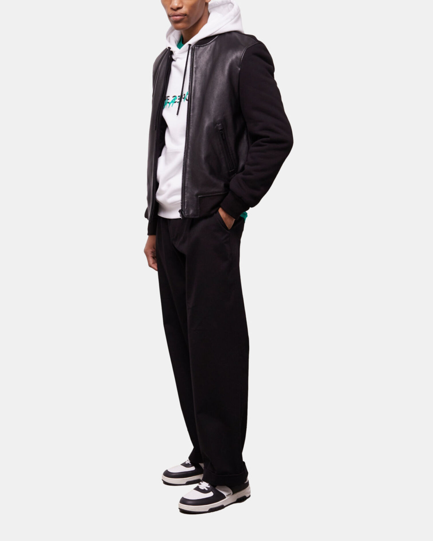 Black leather jacket, BLACK, hi-res image number null
