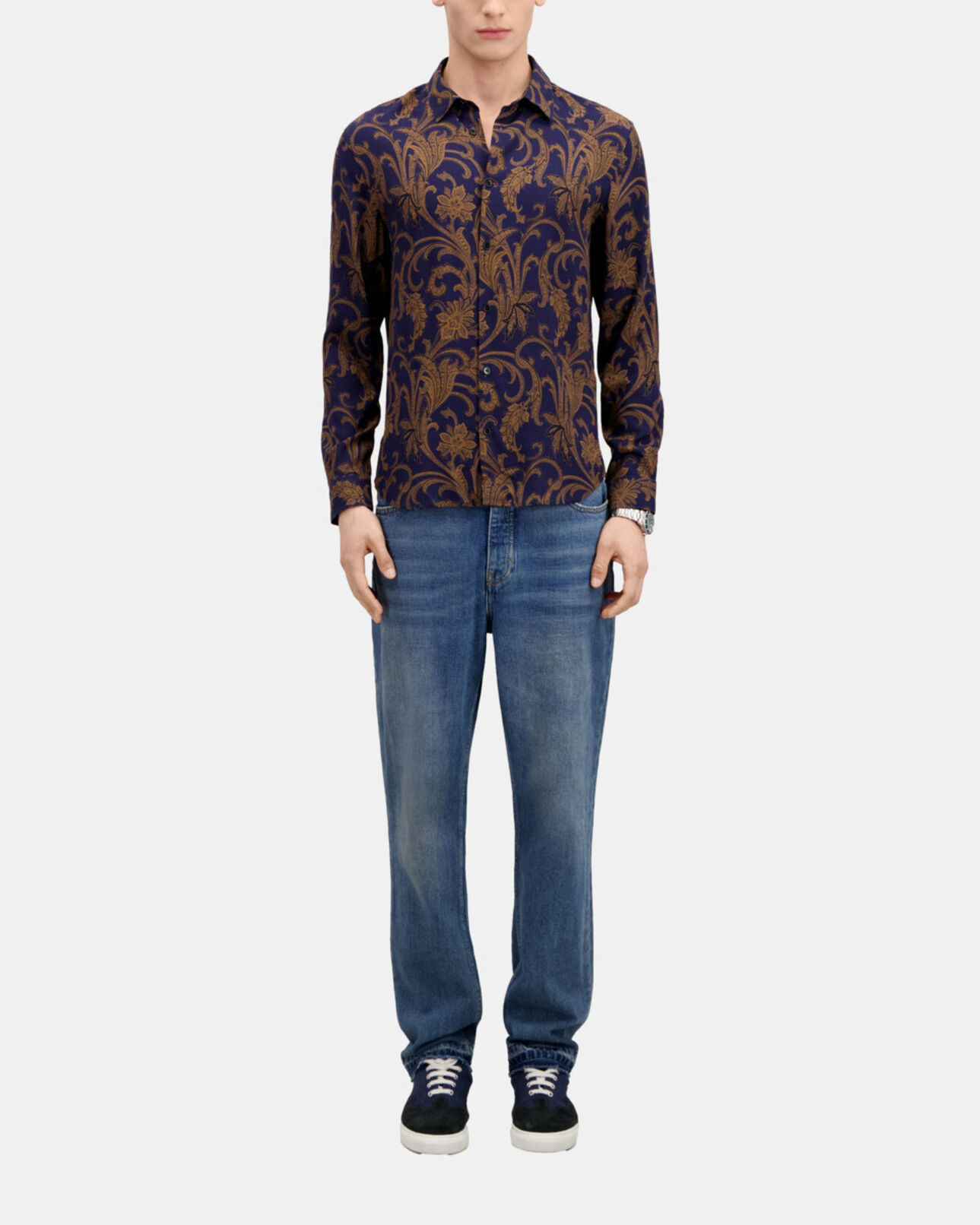 The Kooples MEN NAVY / BROWN printed shirt