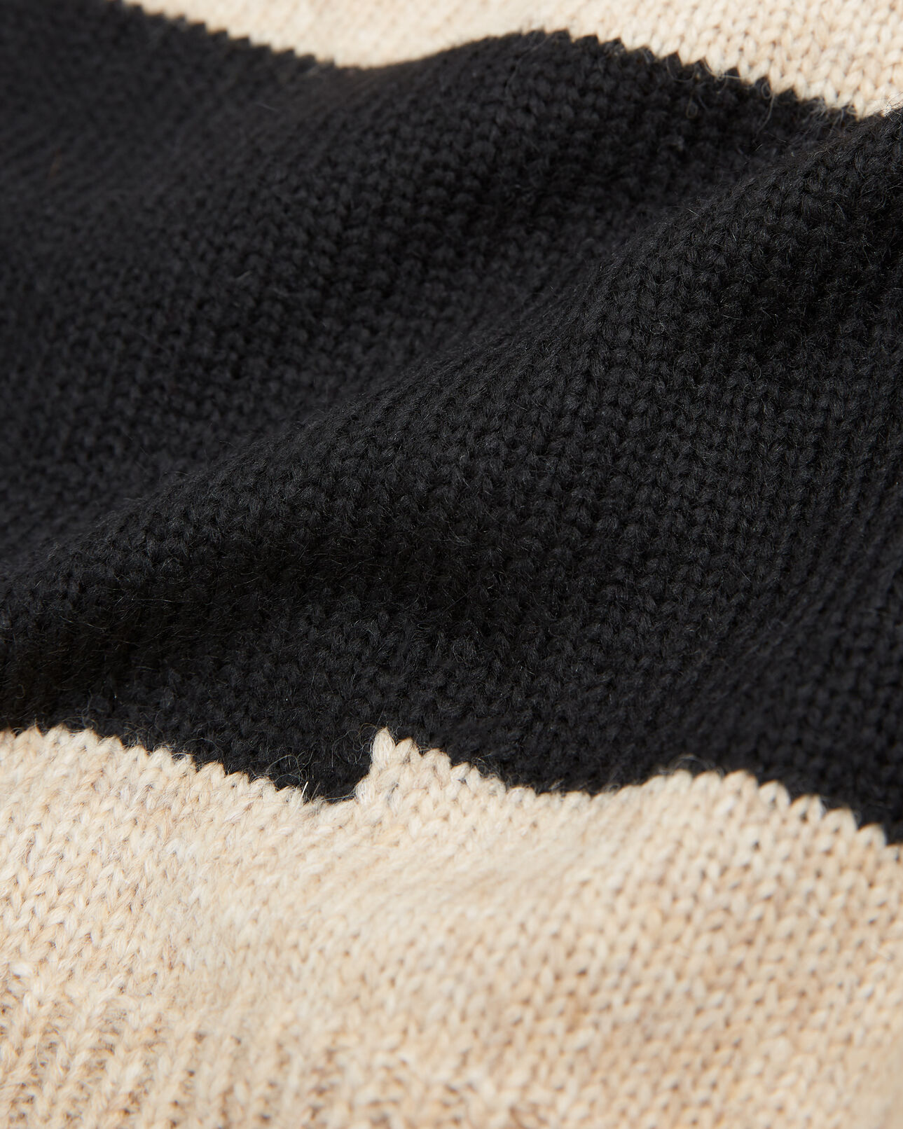 The Kooples HOMME BLACK BEIGE pull laine noir et beige à col rond