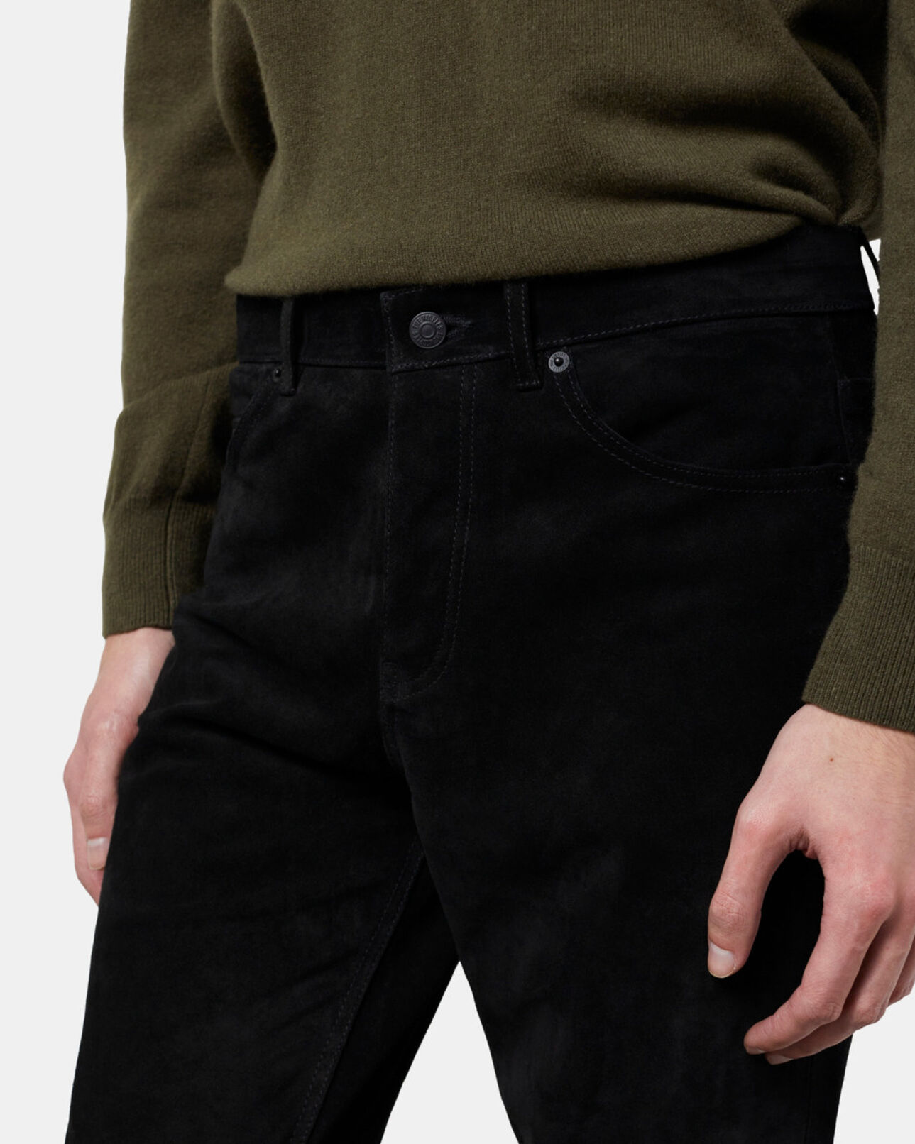 The Kooples MEN BLACK black suede leather pants