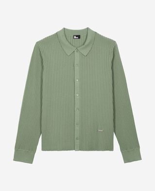 The Kooples HOMME LICHEN cardigan &agrave; c&ocirc;tes vert amande