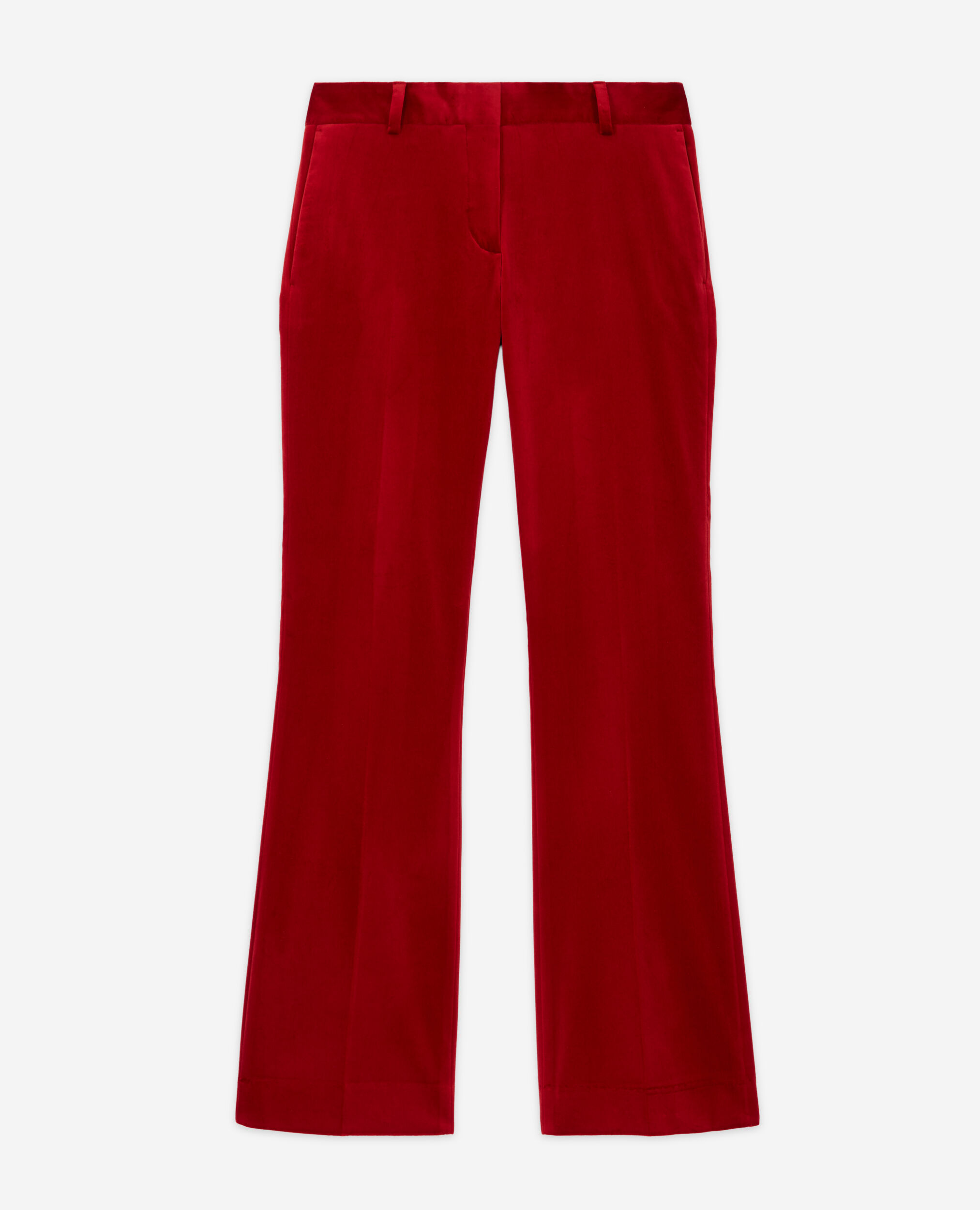 Red velvet flared suit pants