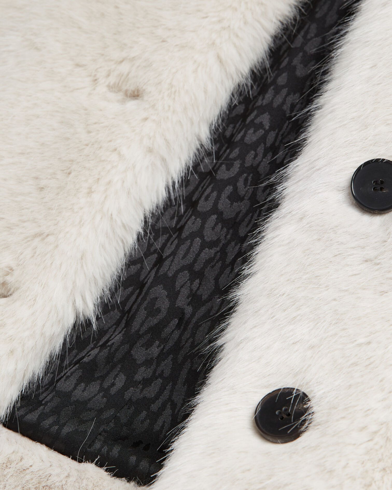 White faux fur coat, WHITE, hi-res image number null
