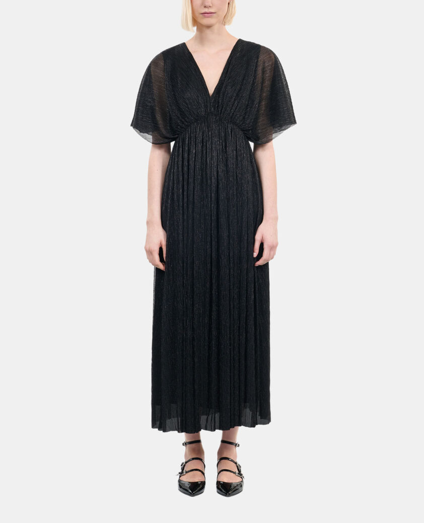 The Kooples WOMEN BLACK black metallic jersey long dress