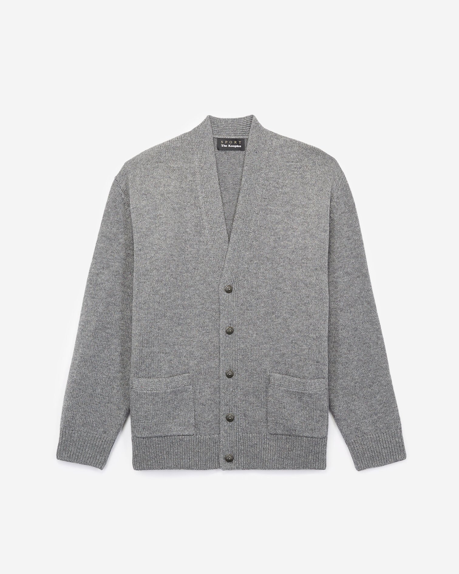Oversized gray wool and cashmere cardigan, GREY, hi-res image number null