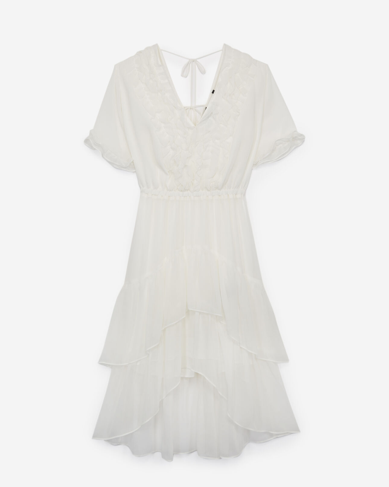 The Kooples FEMME LIGHT PINK robe longue fluide écrue à volants