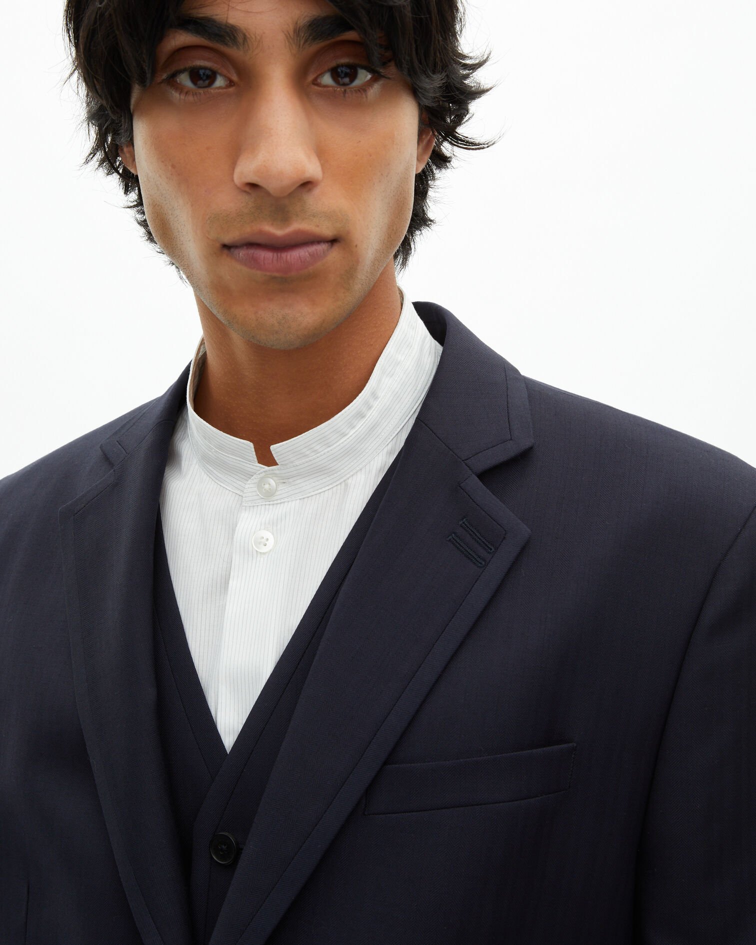 Navy blue wool suit jacket, DARK NAVY, hi-res image number null