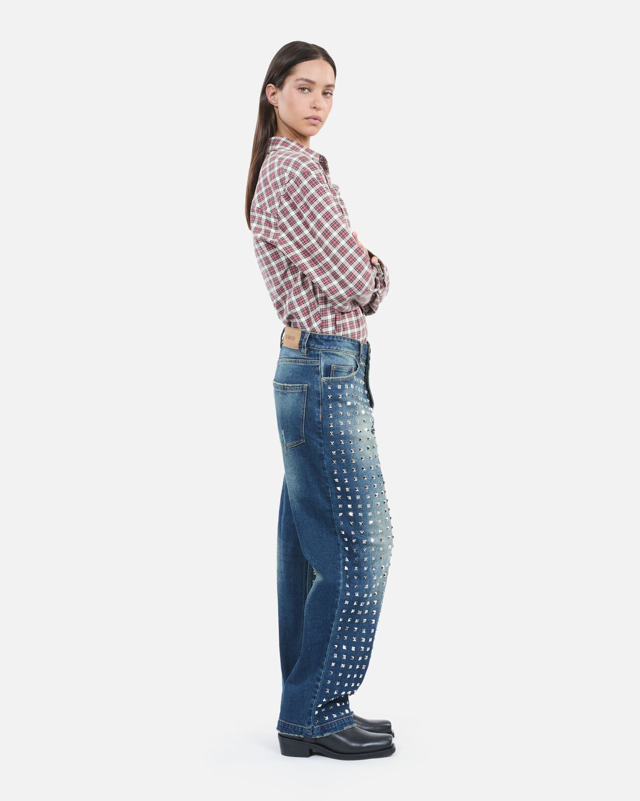 The Kooples WOMEN BLUE ELECTRIC blue straight studded jeans