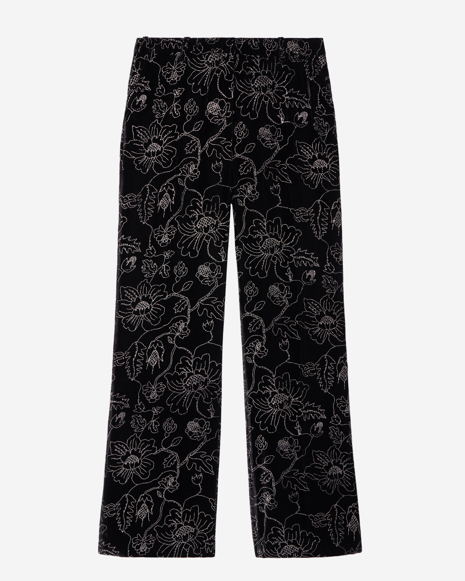 Black velvet suit trousers, BLACK, hi-res image number null