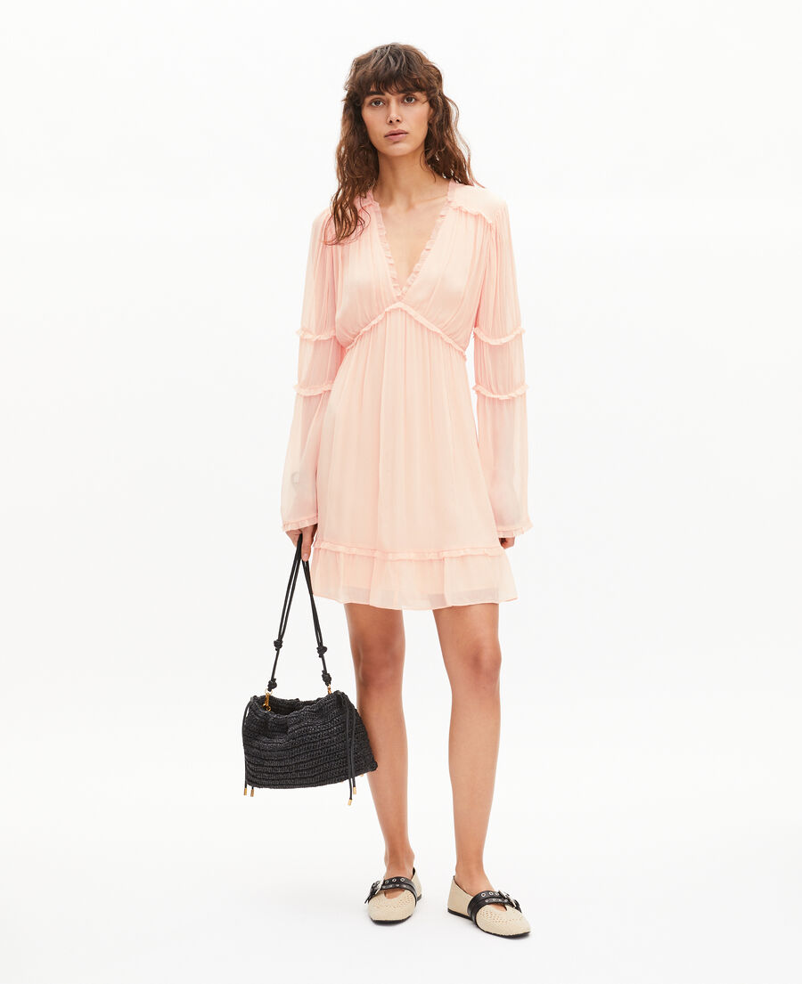 The Kooples F NUDE POUDRE short ruffled peach dress