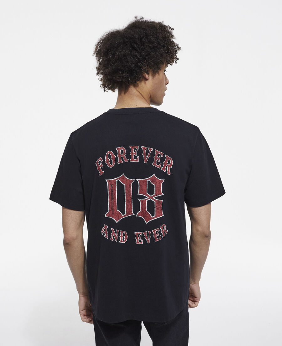 schwarzes t-shirt mit siebdruck