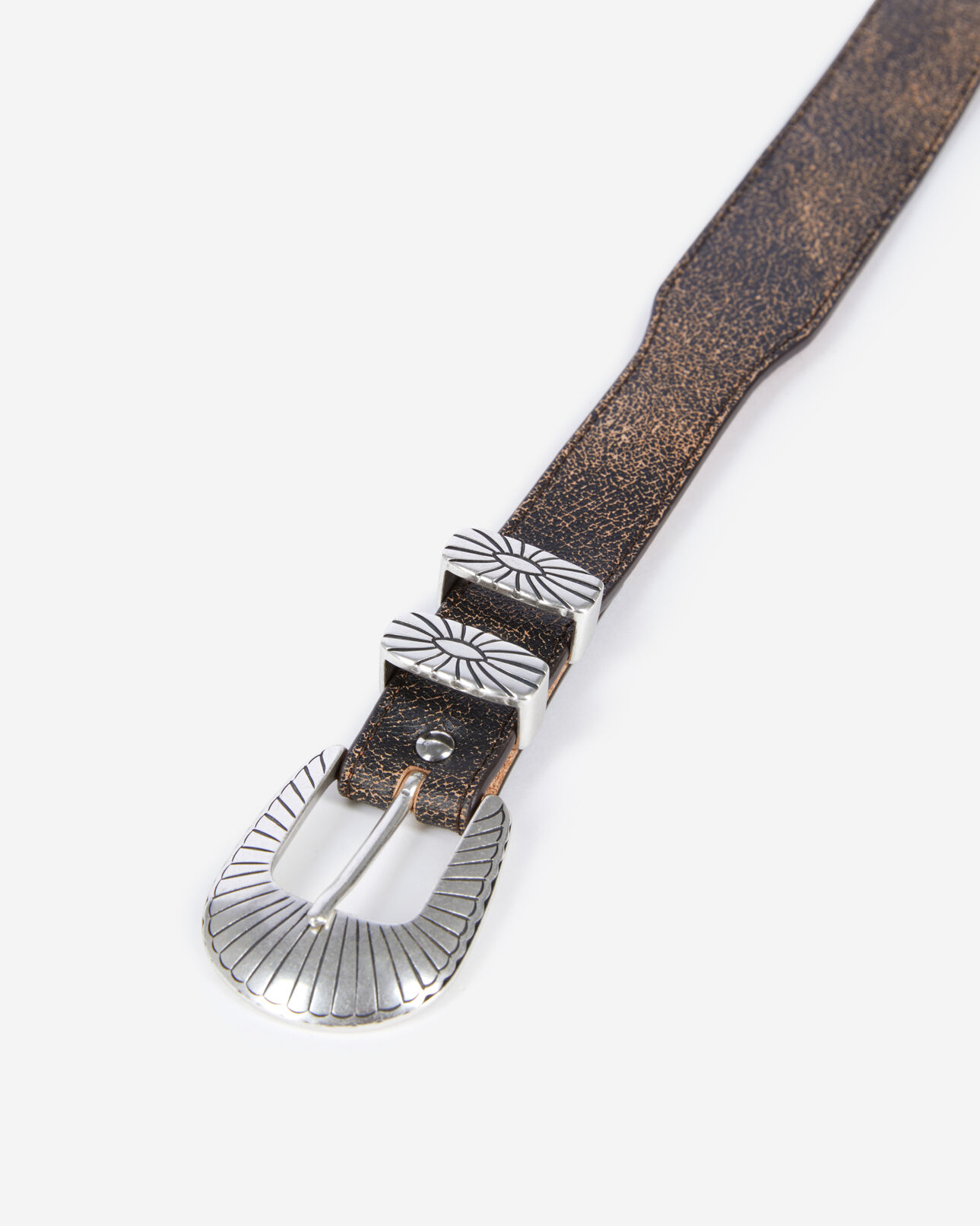 The Kooples FEMME BROWN ceinture fine en cuir marron