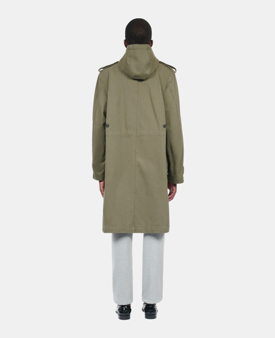 The Kooples MEN OLIVE NIGHT long khaki hooded parka