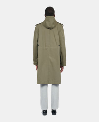 The Kooples MEN OLIVE NIGHT long khaki hooded parka