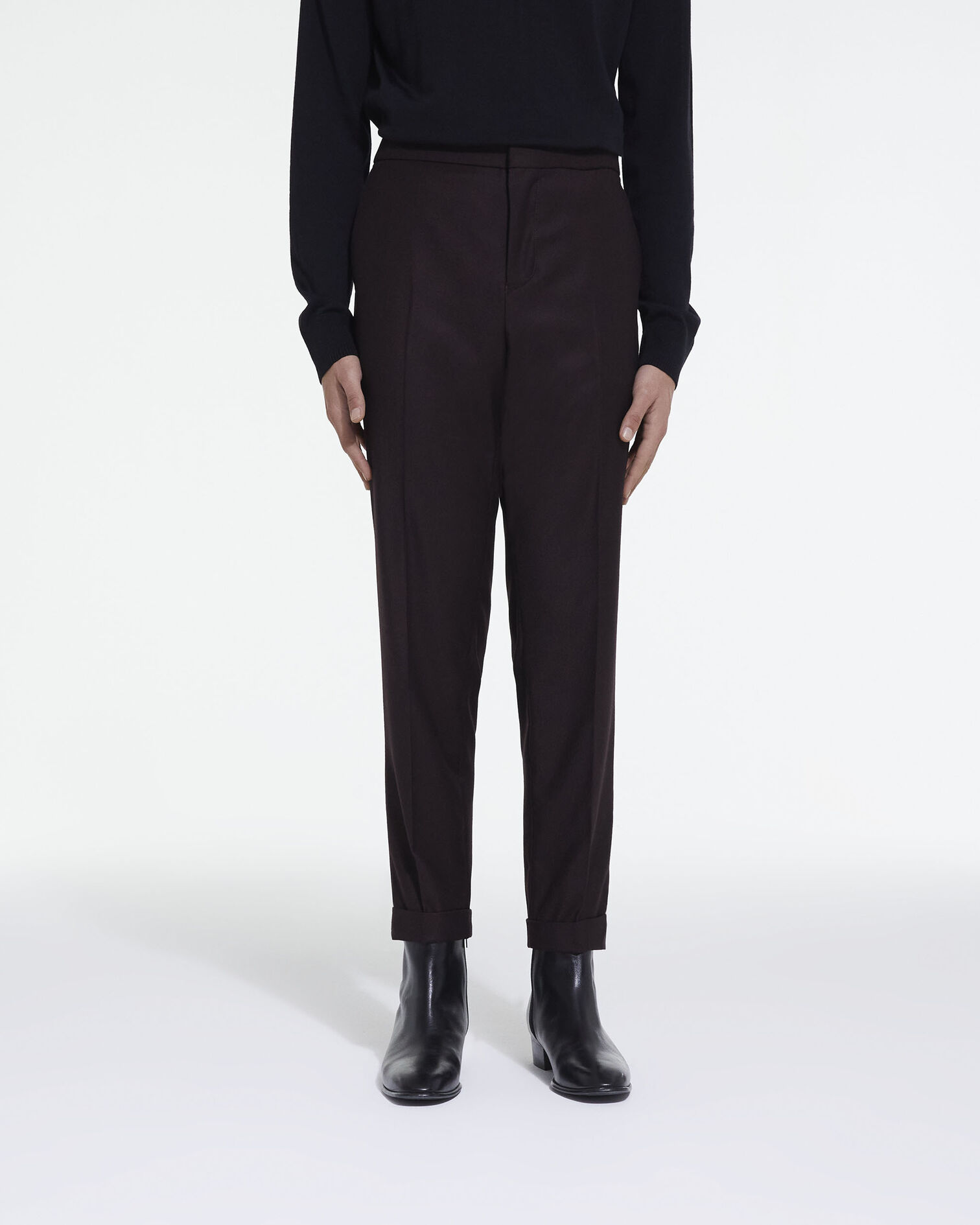 Burgundy wool suit pants, BURGUNDY, hi-res image number null