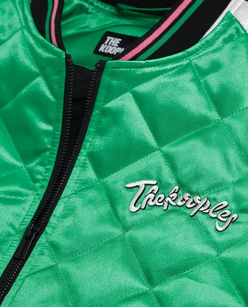 The Kooples HERREN GREEN-WHITE zweifarbige teddy-jacke mit stickereien