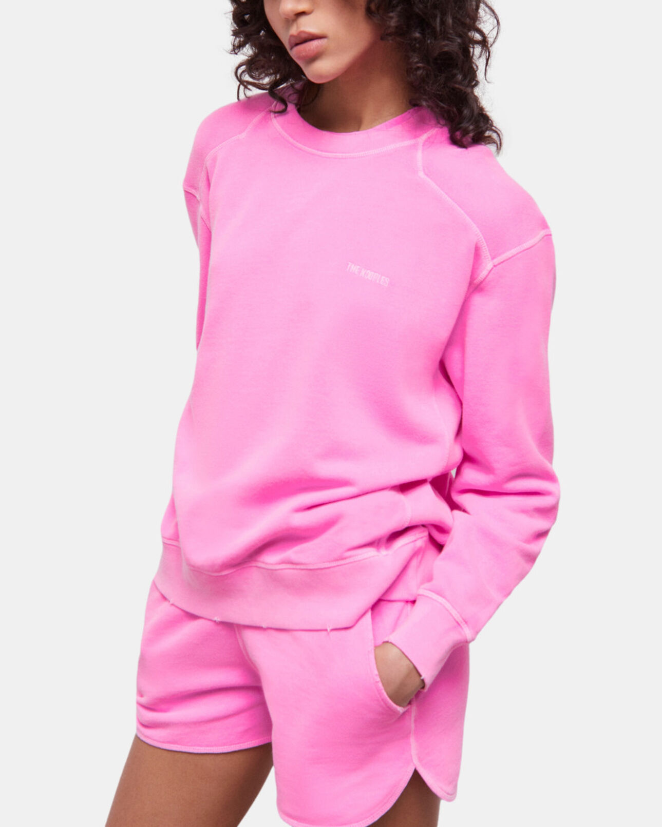 The Kooples FEMME FLUO PINK sweatshirt rose fluo avec logo