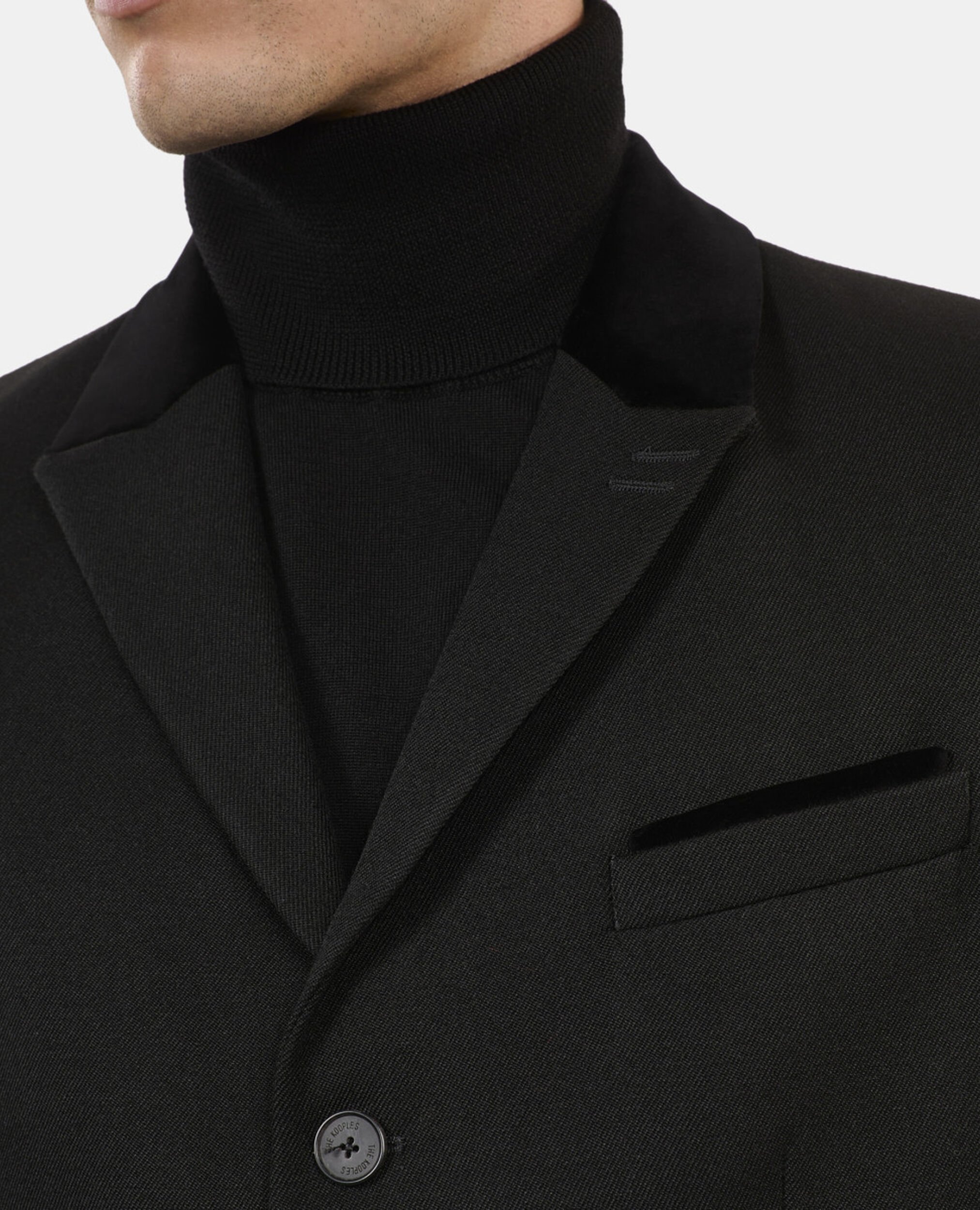 Black wool blazer, BLACK, hi-res image number null
