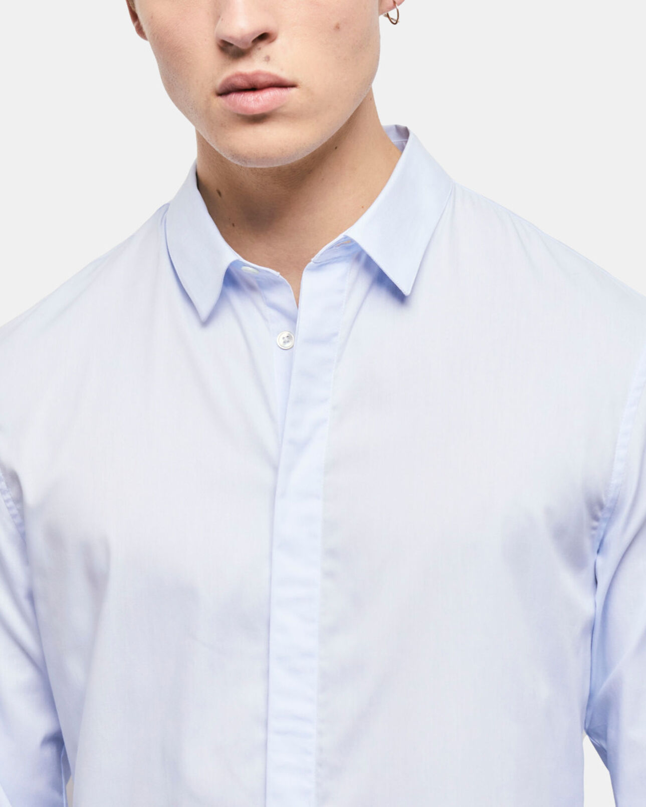 The Kooples MEN SKY blue cotton shirt with classic collar