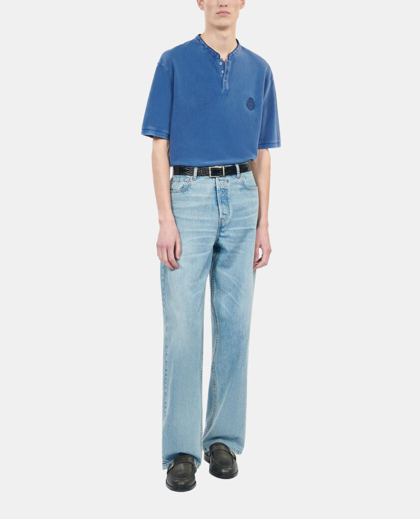 The Kooples H BLUE BRUT blue piqué cotton polo t-shirt