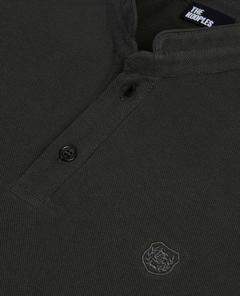 The Kooples HERREN BLACK-ORANGE schwarzes poloshirt aus baumwollpiqué