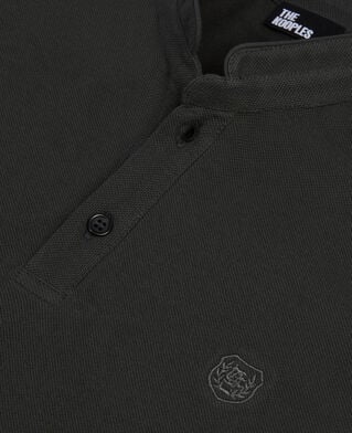 The Kooples HOMME BLACK-ORANGE polo en coton piqué gris foncé