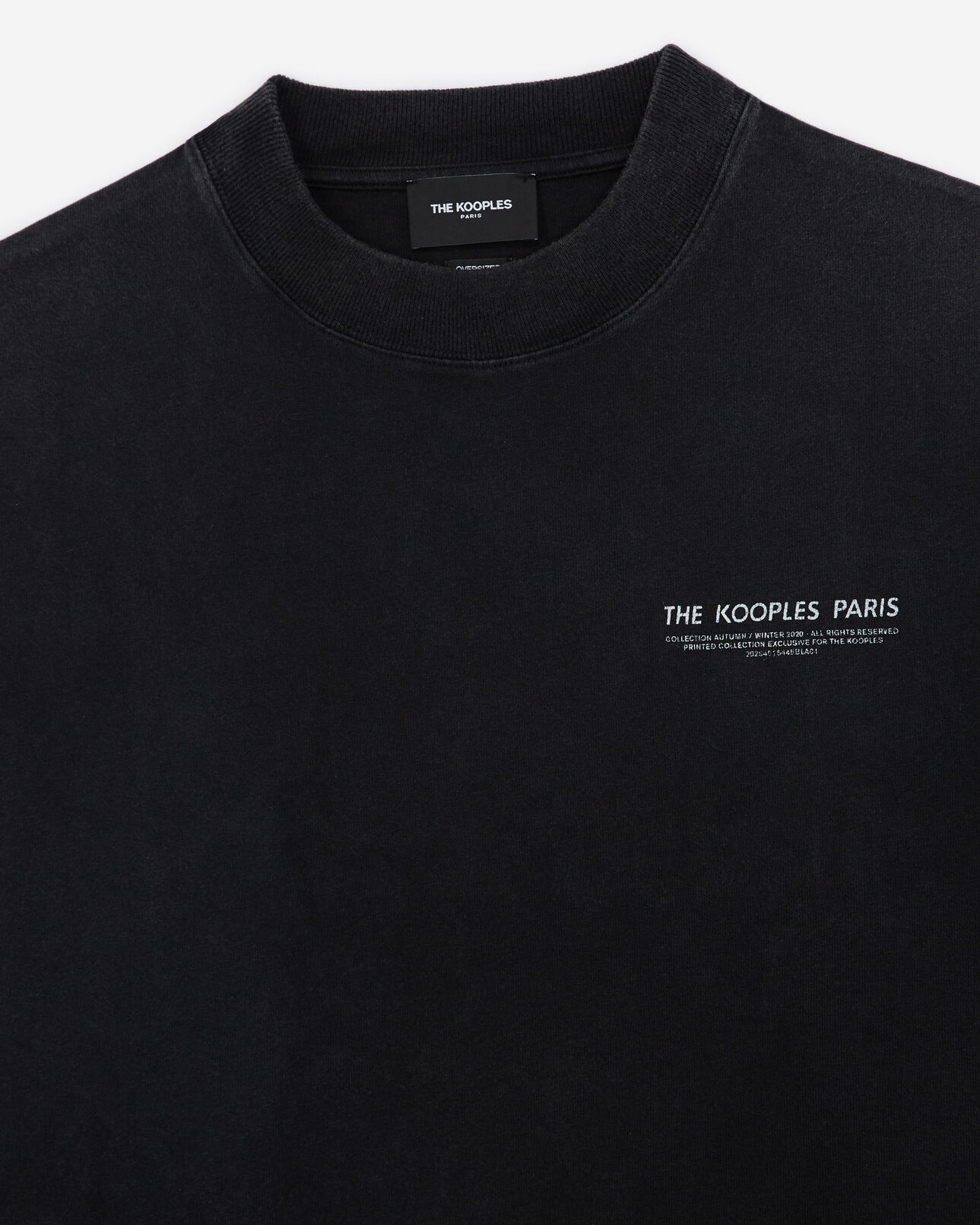 The Kooples MEN BLACK WASHED black cotton t-shirt with long sleeves