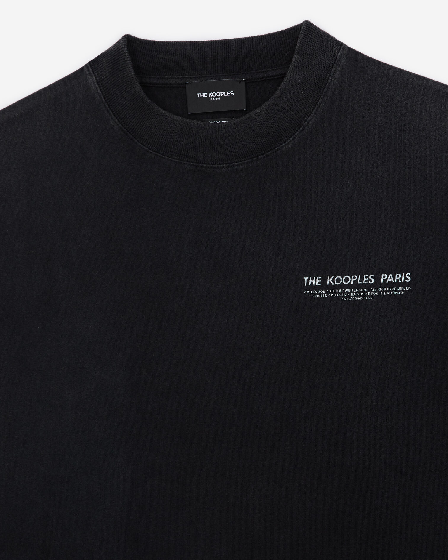 Black cotton T-shirt with long sleeves, BLACK WASHED, hi-res image number null