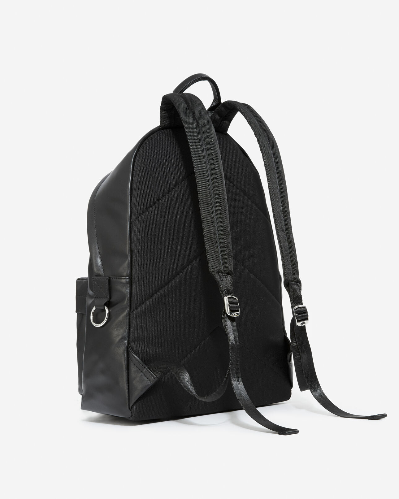 The Kooples MEN BLACK black leather backpack w/ front zipped pocket