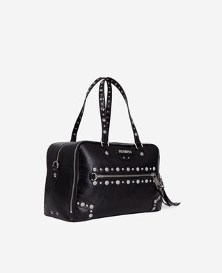 The Kooples WOMEN BLACK large black leather jill handbag with studs