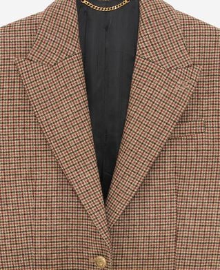 The Kooples WOMEN CAMEL MELANGE / BURGUNDY camel houndstooth tailored jacket