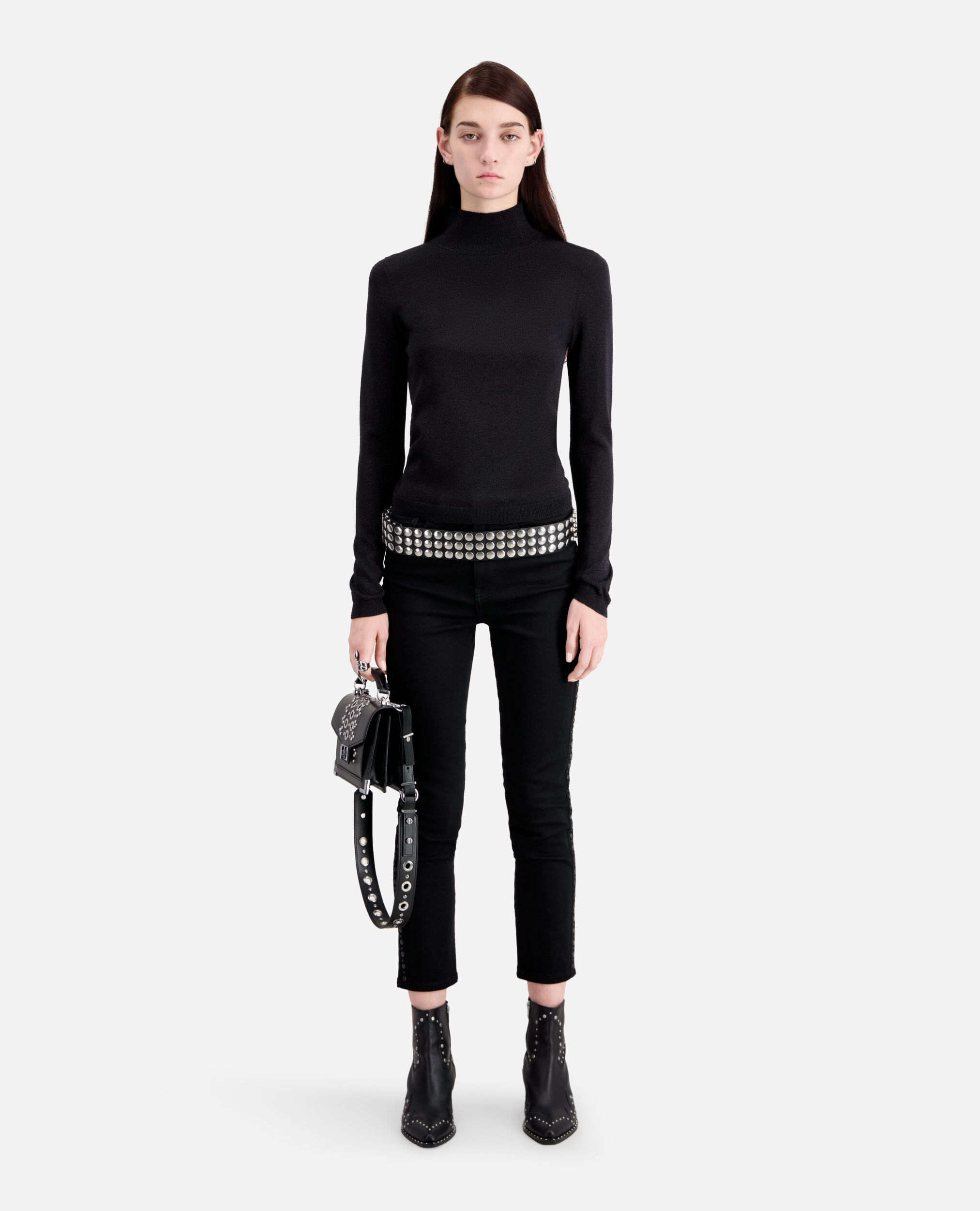 Black glitter effect sweater, BLACK, hi-res image number null
