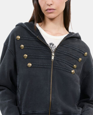 The Kooples F BLACK WASHED black officer style hoodie
