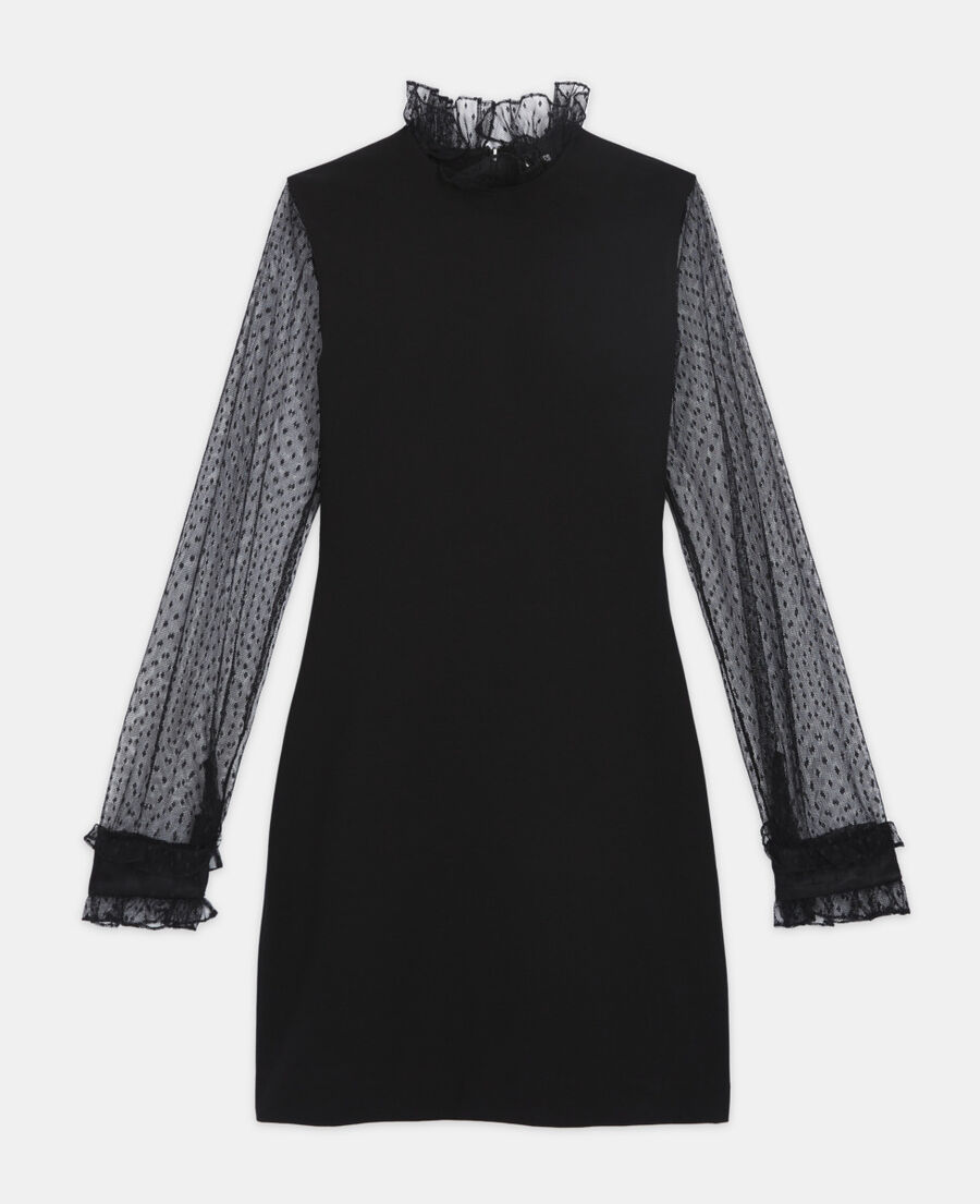 robe courte col montant noire