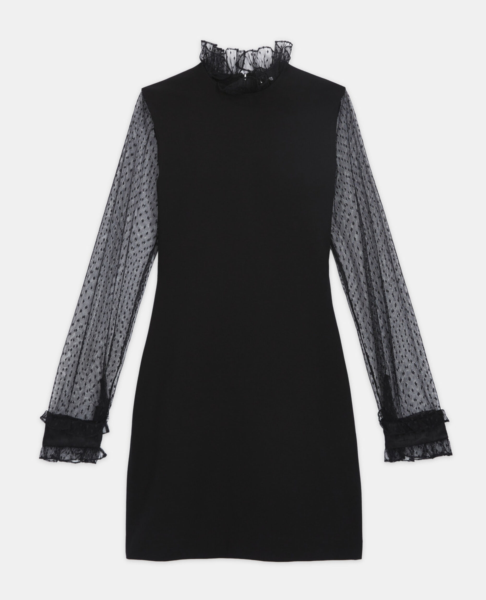 Robe courte col montant noire, BLACK, hi-res image number null