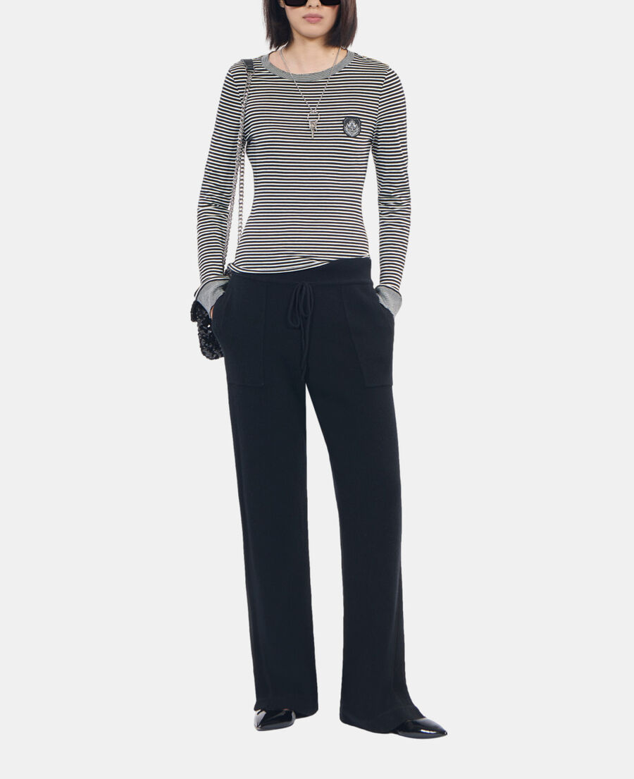 The Kooples FEMME BLACK / WHITE t-shirt manches longues &agrave; rayures