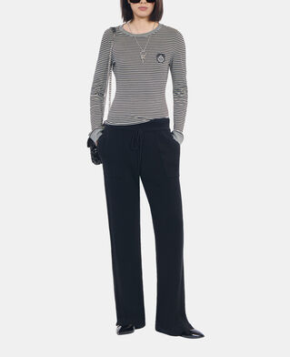 The Kooples FEMME BLACK / WHITE t-shirt manches longues &agrave; rayures