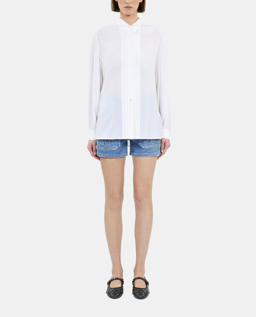 The Kooples FEMME ECRU chemise en soie avec plissage écrue