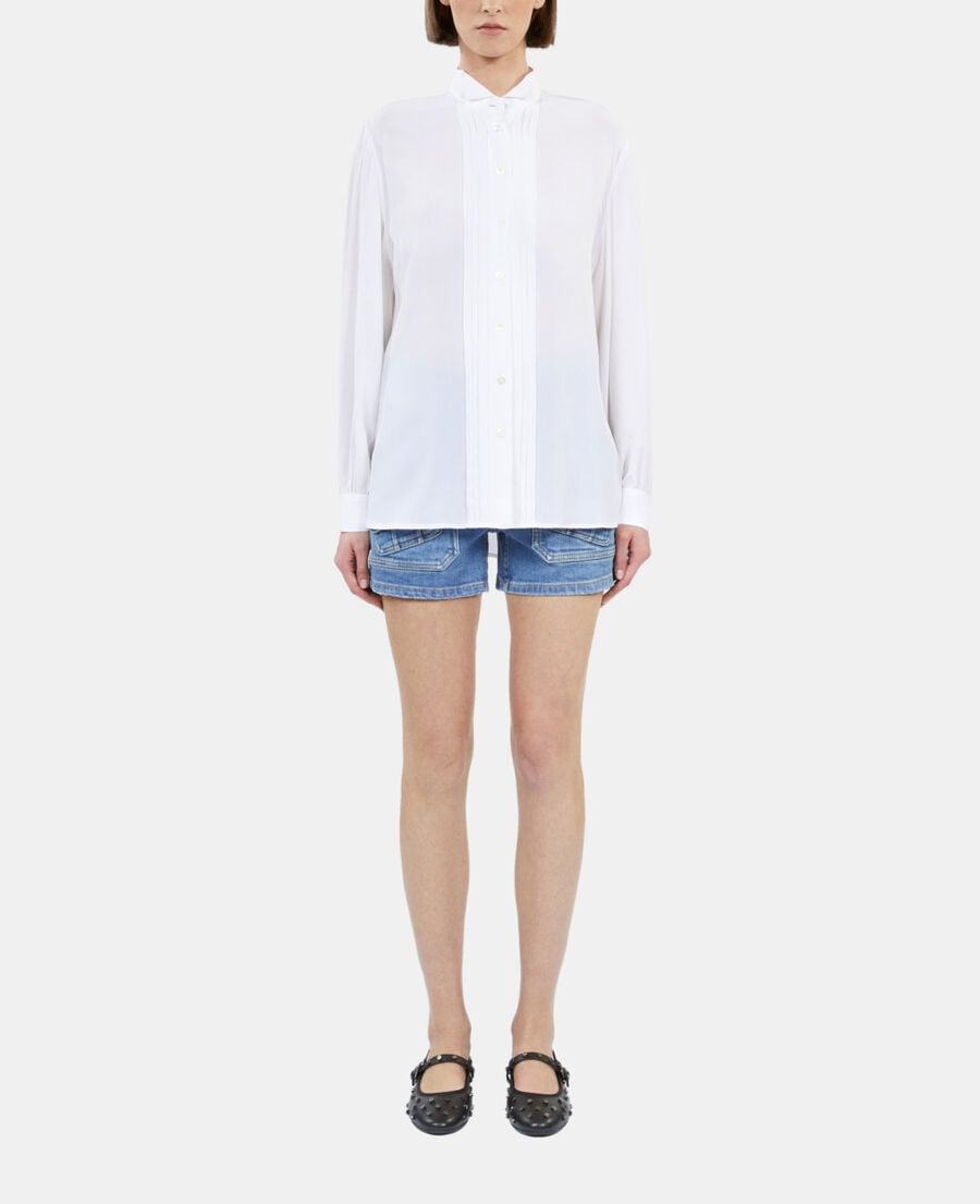 The Kooples FEMME ECRU chemise en soie avec plissage écrue