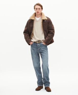 The Kooples HOMME BROWN peau lain&eacute;e marron