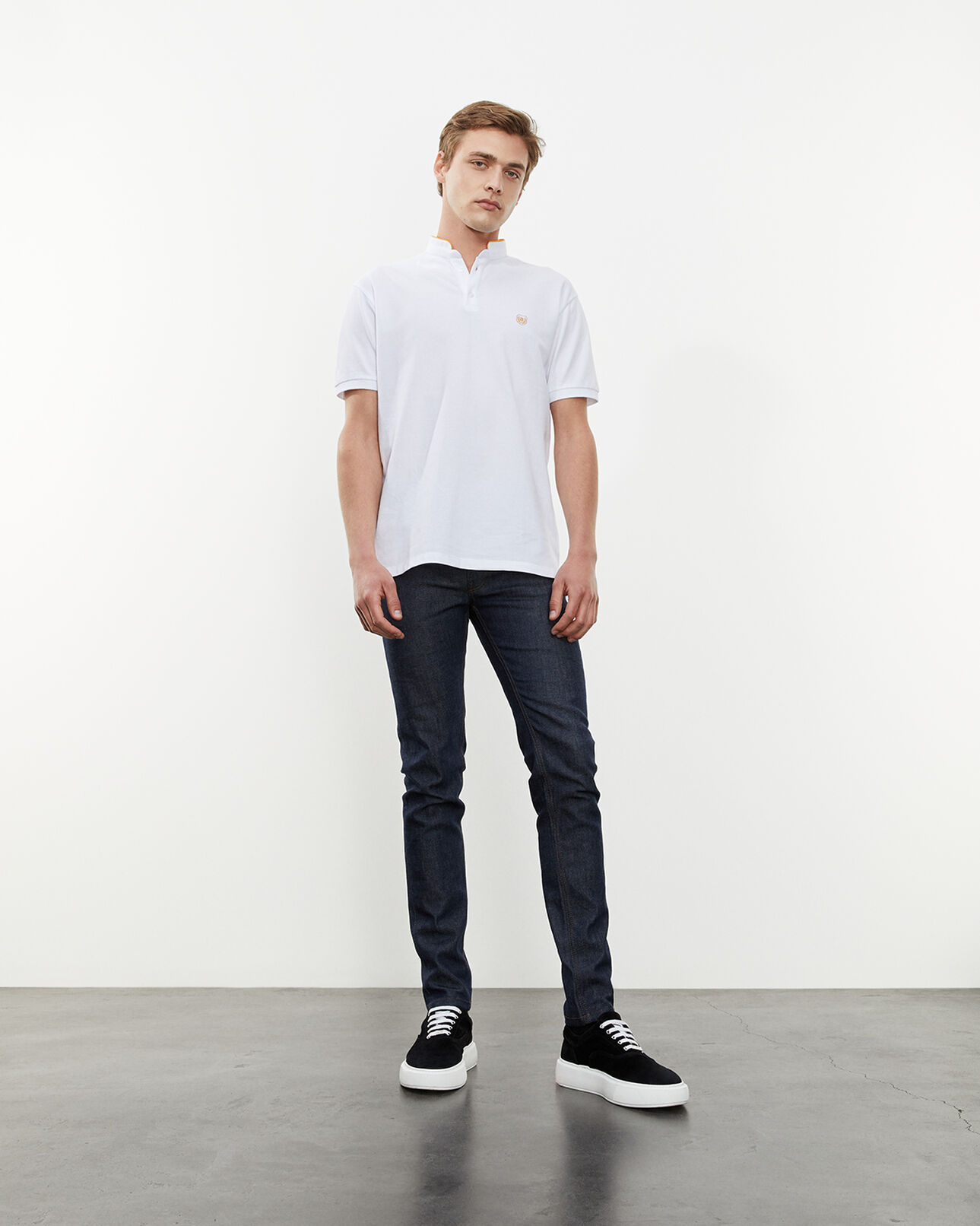 The Kooples MEN SNOW WHITE white cotton polo shirt with gold badge