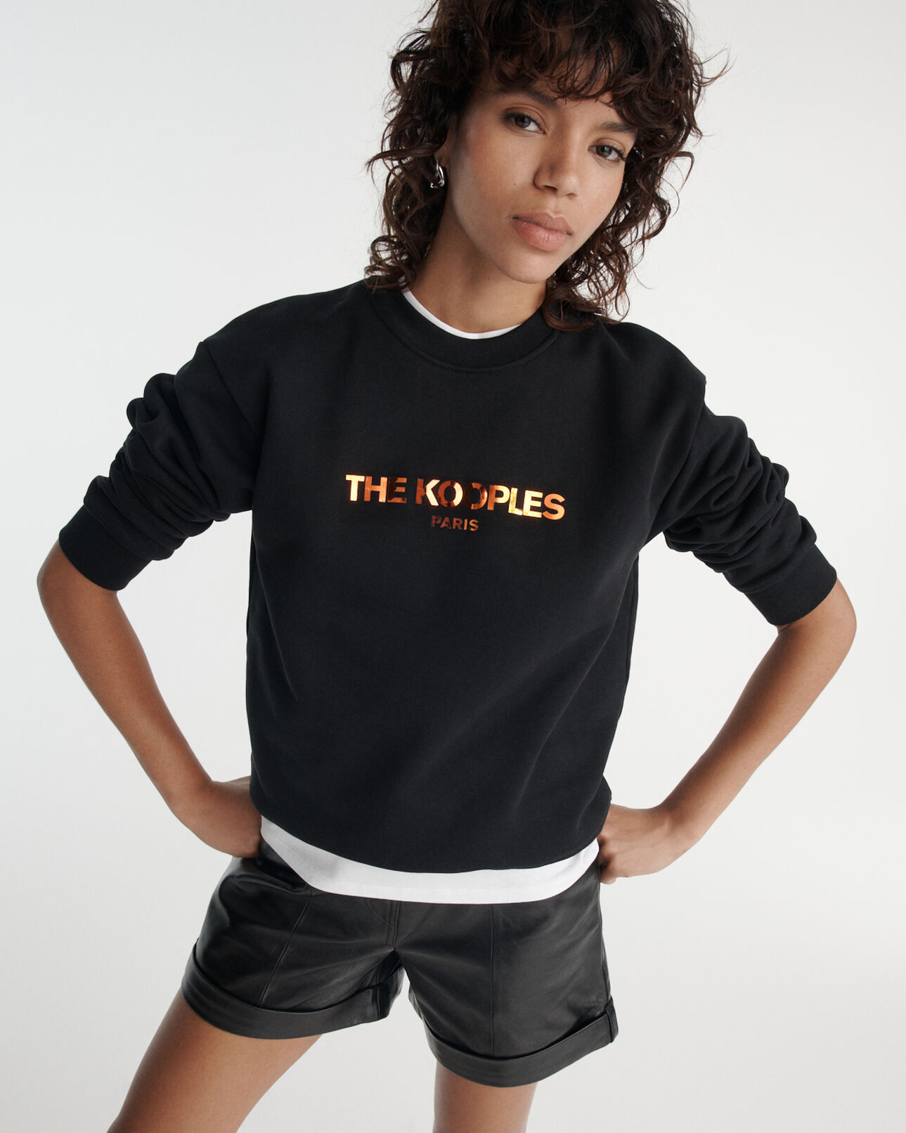 The Kooples DAMEN BLACK schwarzes sweatshirt mit logo