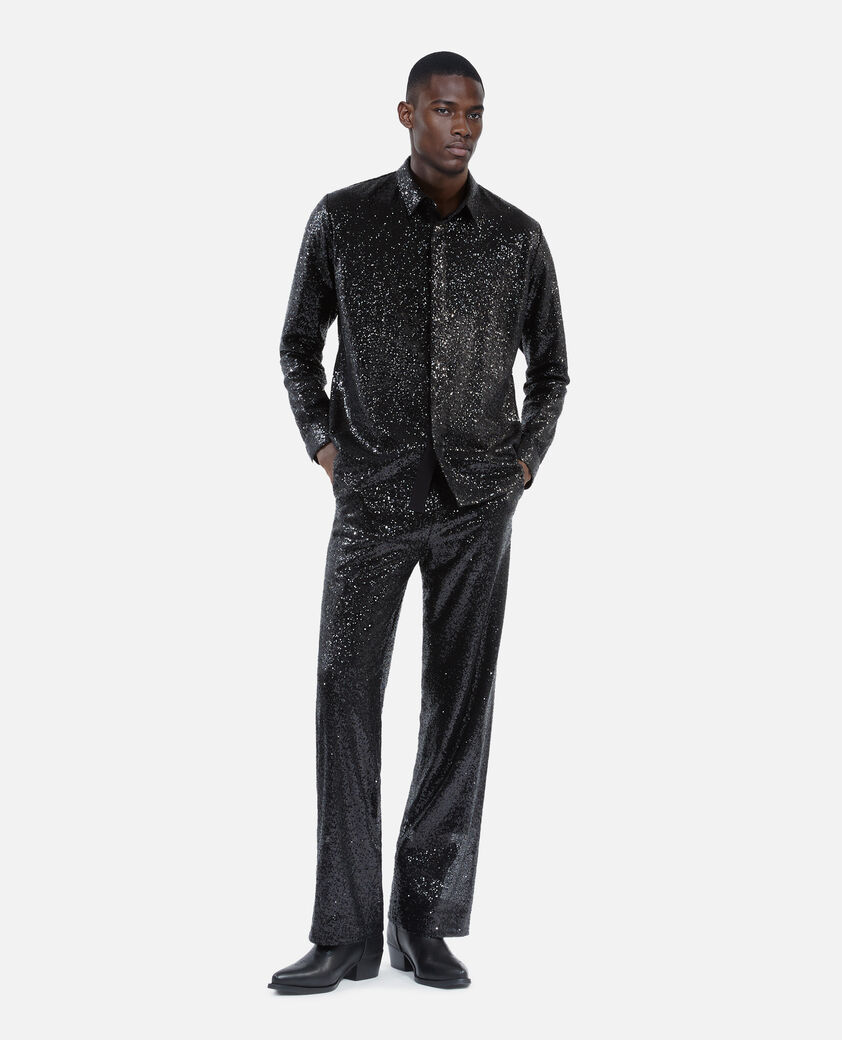 The Kooples HERREN BLACK schwarzes paillettenhemd