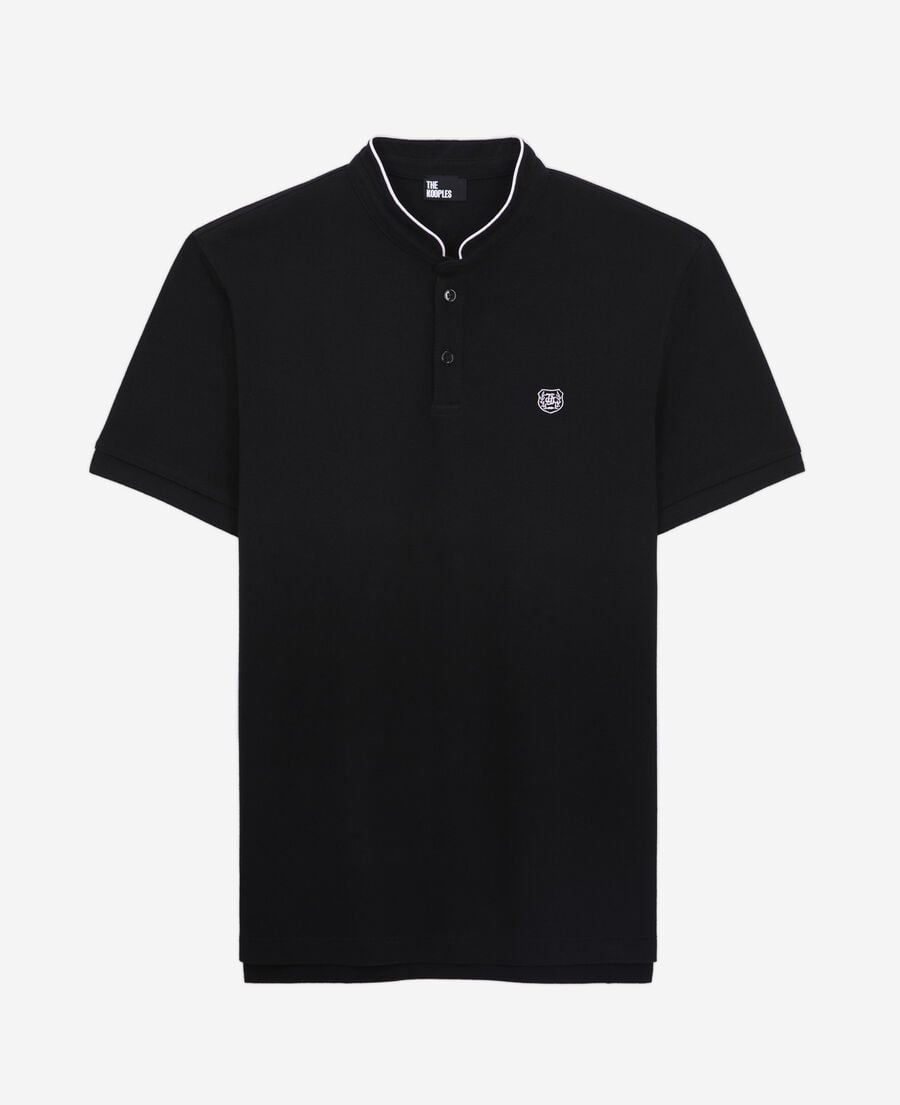The Kooples H BLACK / PINK black cotton polo t-shirt