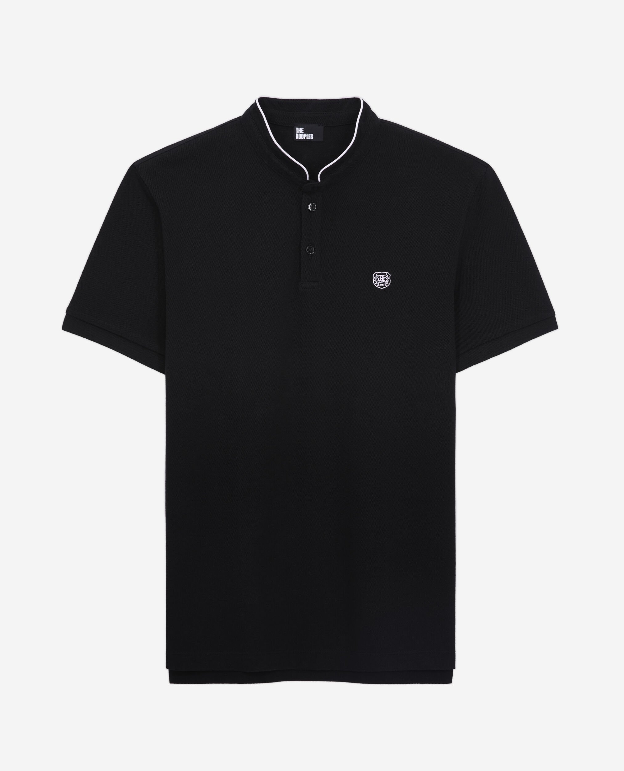 Black cotton polo t-shirt, BLACK / PINK, hi-res image number null