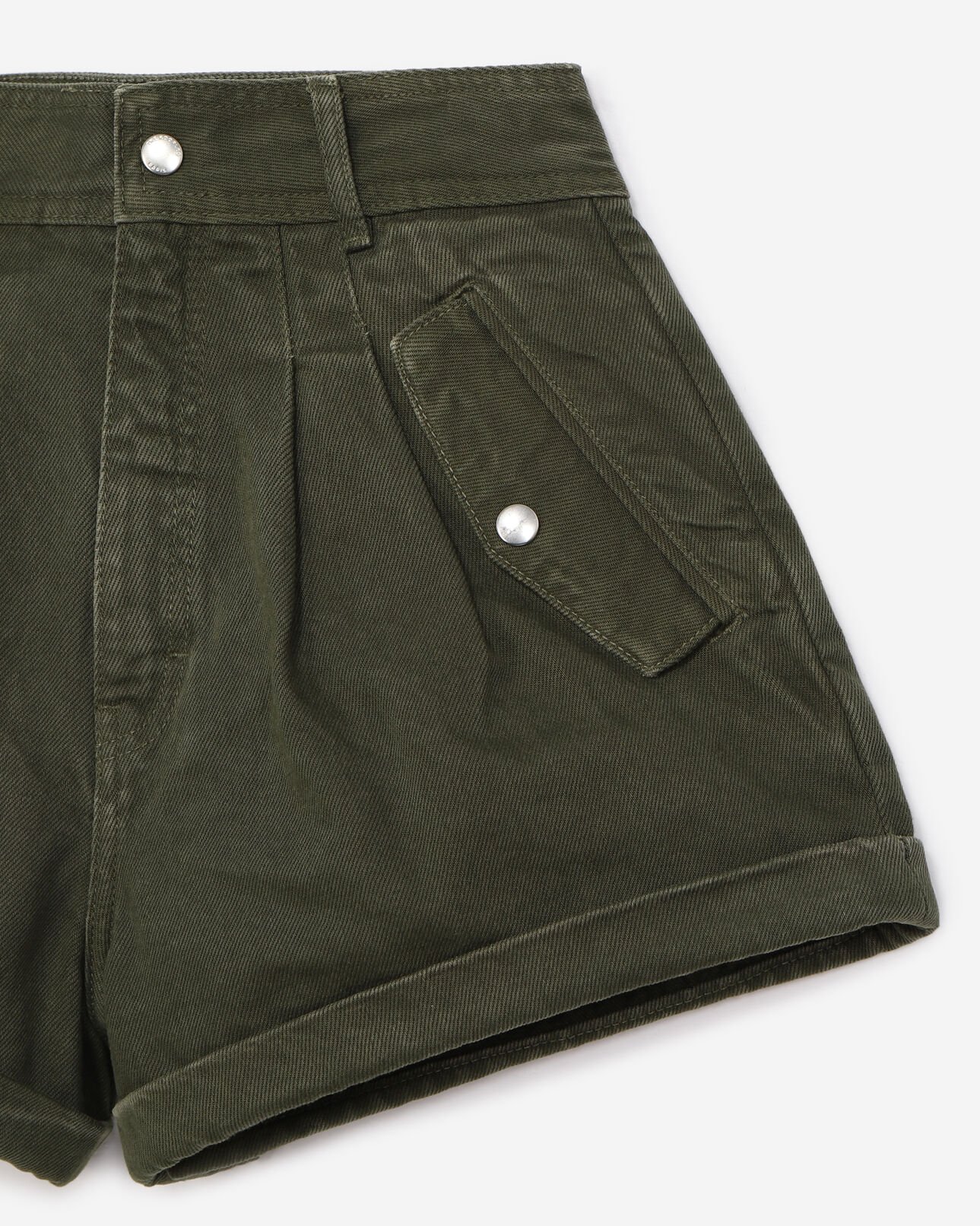 The Kooples FEMME KAKI short kaki lin stretch à poches